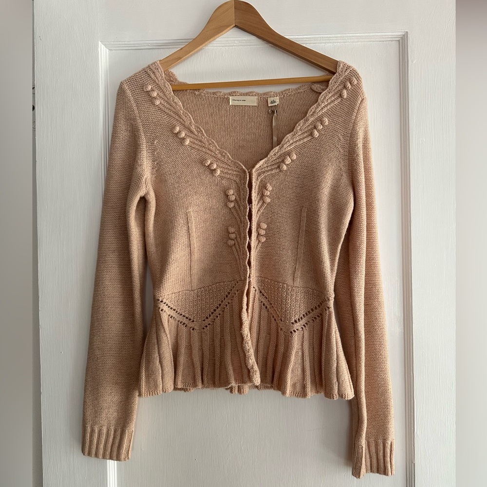 NWOT Sleeping on Snow Pale Pink Wool Knit Cardigan Size M